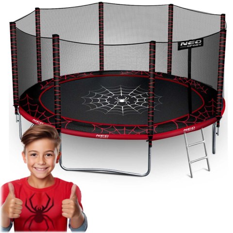 Trampolina ogrodowa 12ft/374cm z siatką zewnętrzną i drabinką Neo-Sport