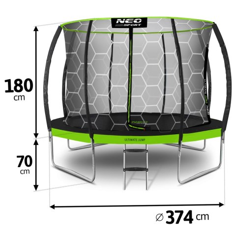 Trampolina ogrodowa profilowana 12ft/374cm z siatką wewnętrzną Neo-Sport